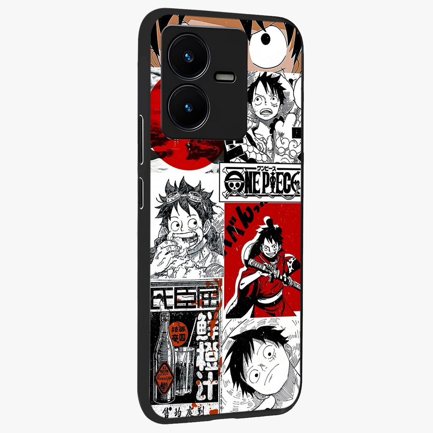 Strawhat Chaos Panels Glass Case upright view showcasing energetic anime artwork with bold adventure theme.