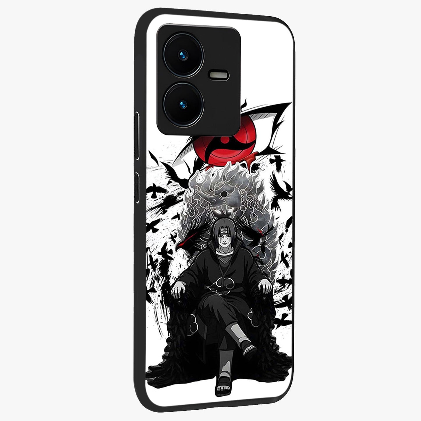 Uchiha Shadow Throne Glass Case upright view showcasing magical underwater galaxy artwork with vibrant cosmic theme.