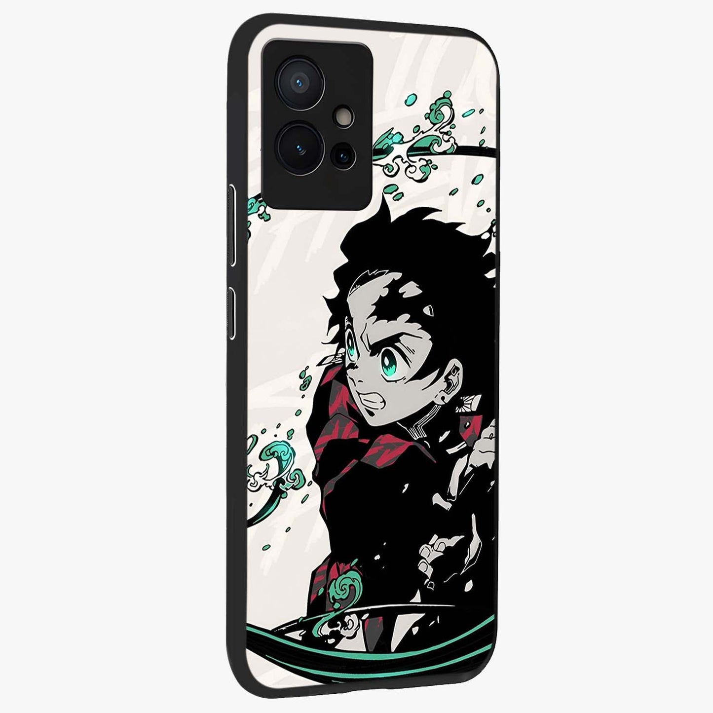 Demon Slayer Glass Case upright view showcasing powerful anime artwork with intense warrior theme.