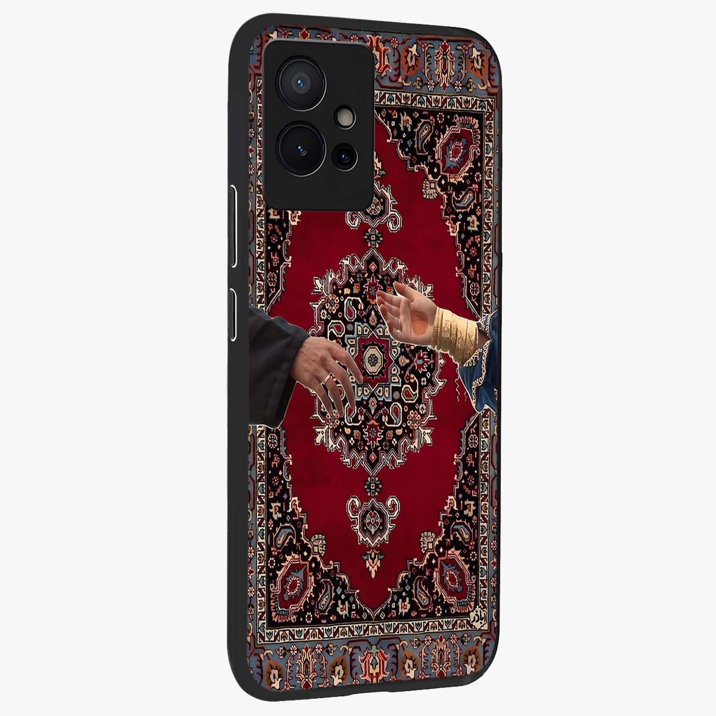 Royal Touch Reach Glass Case upright view showcasing stylish royal inspired artwork with graceful theme.