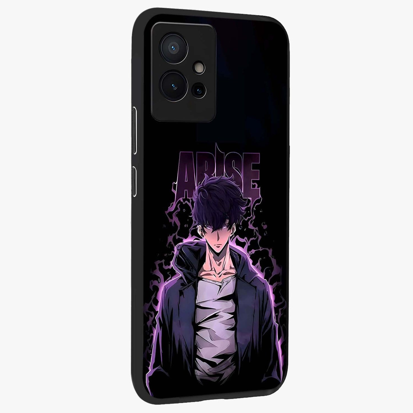 Shadow Monarch Awakening Glass Case upright view showcasing bold monarch artwork with mystical awakening theme.