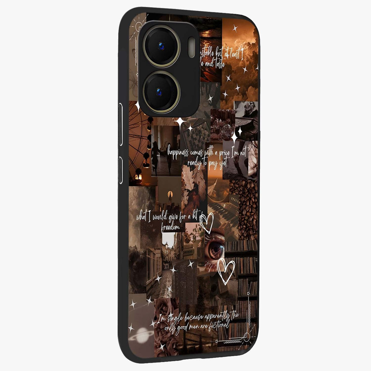 Bittersweet Aesthetic Chaos Glass Case upright view showcasing bold artistic chaos design with modern aesthetic style.
