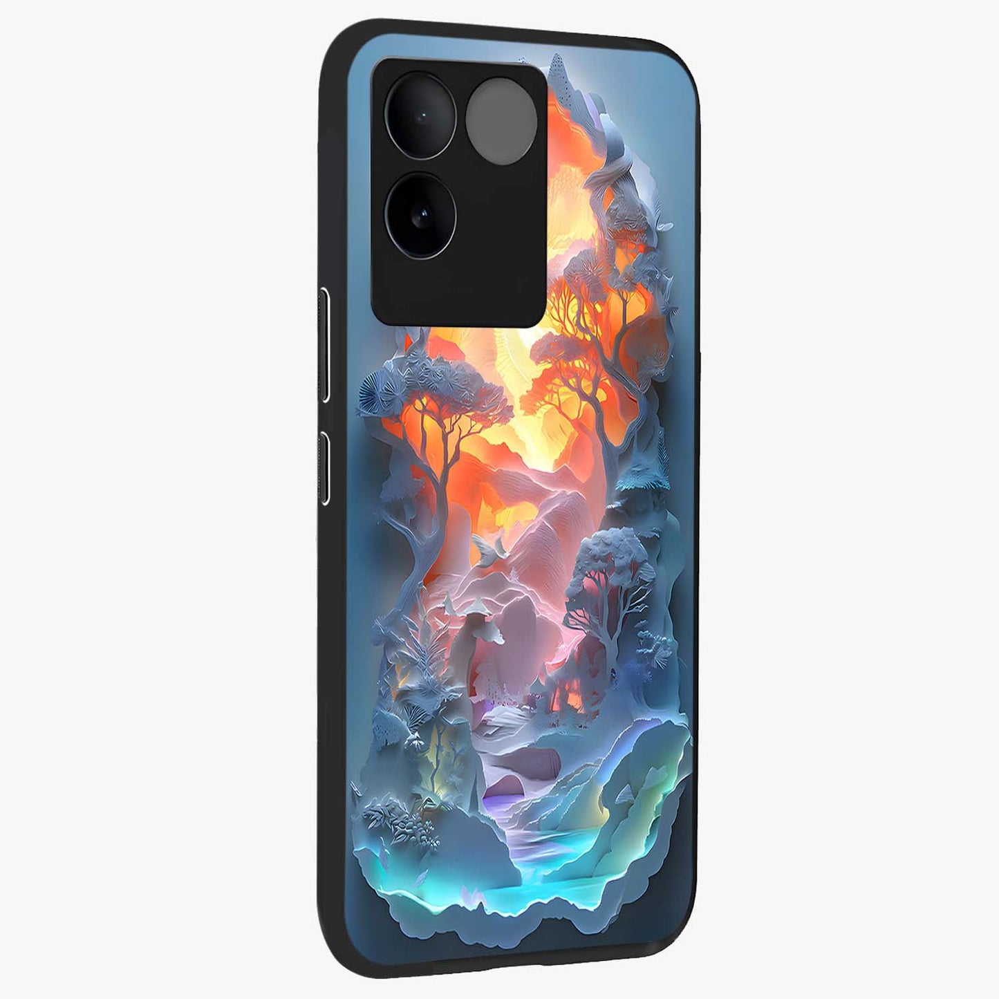 Glow Forest Portal Glass Case upright view showcasing enchanted forest portal artwork with fantasy nature theme.