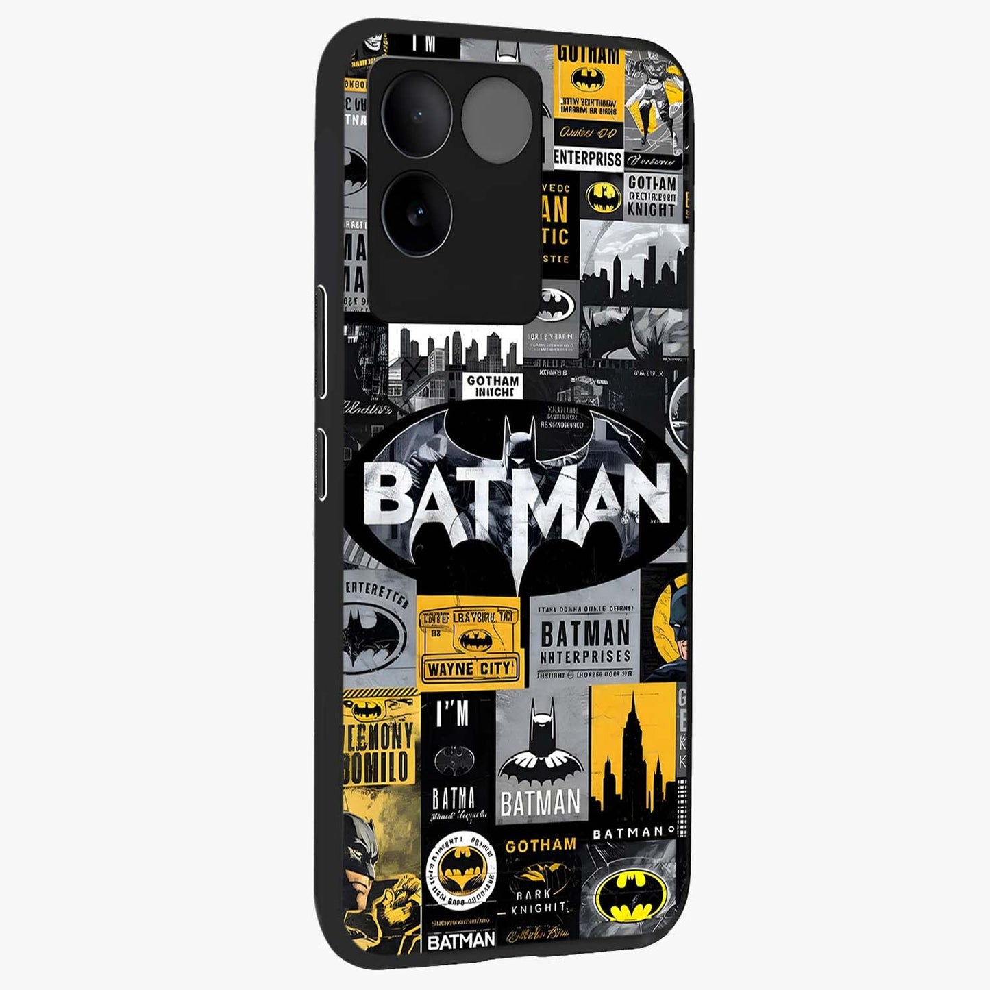 Knight Gotham Rise Glass Case upright view showcasing bold vigilante themed artwork with gothic city vibe.