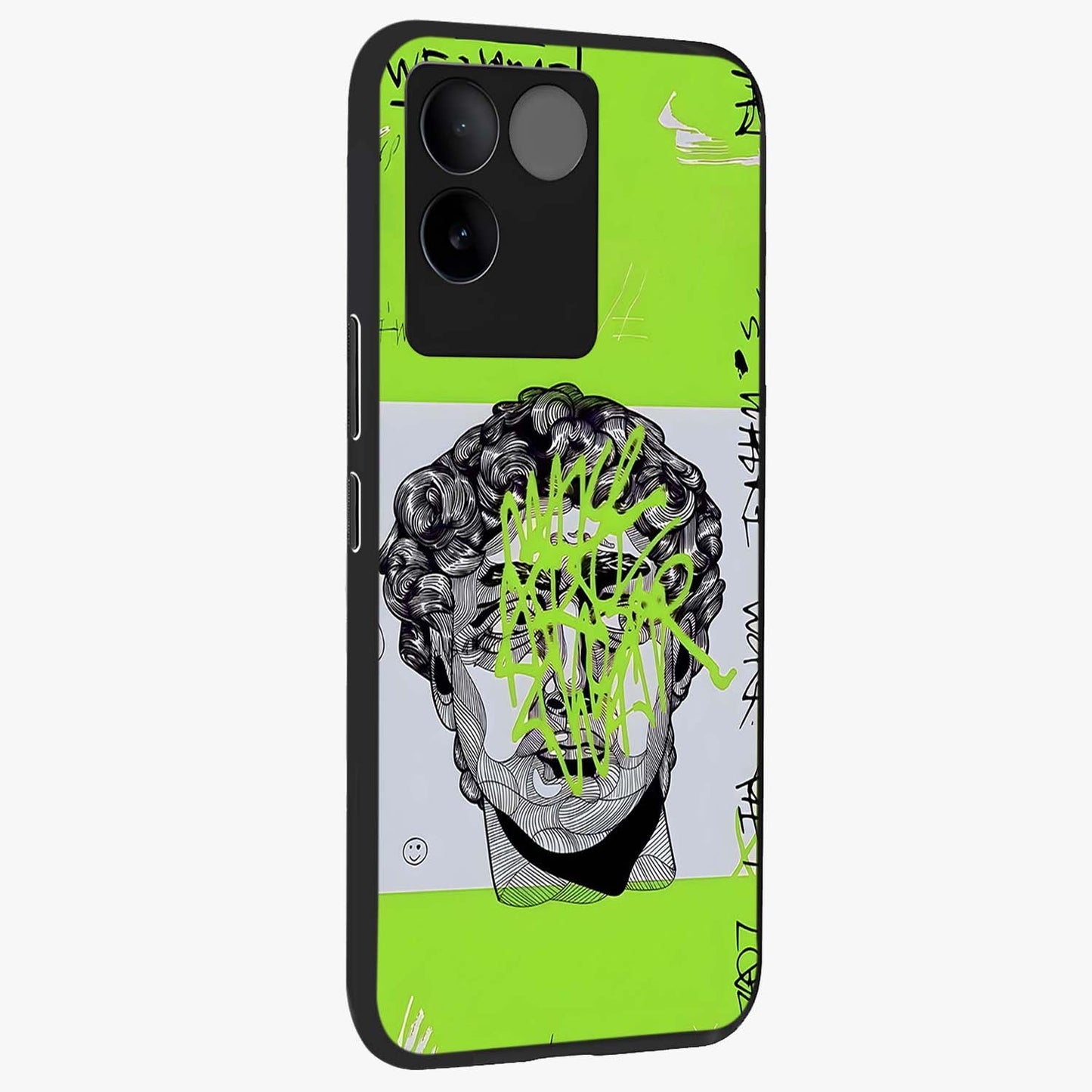 Neo Graffiti Rebellion Glass Case upright view showcasing colorful graffiti artwork with bold modern street style.