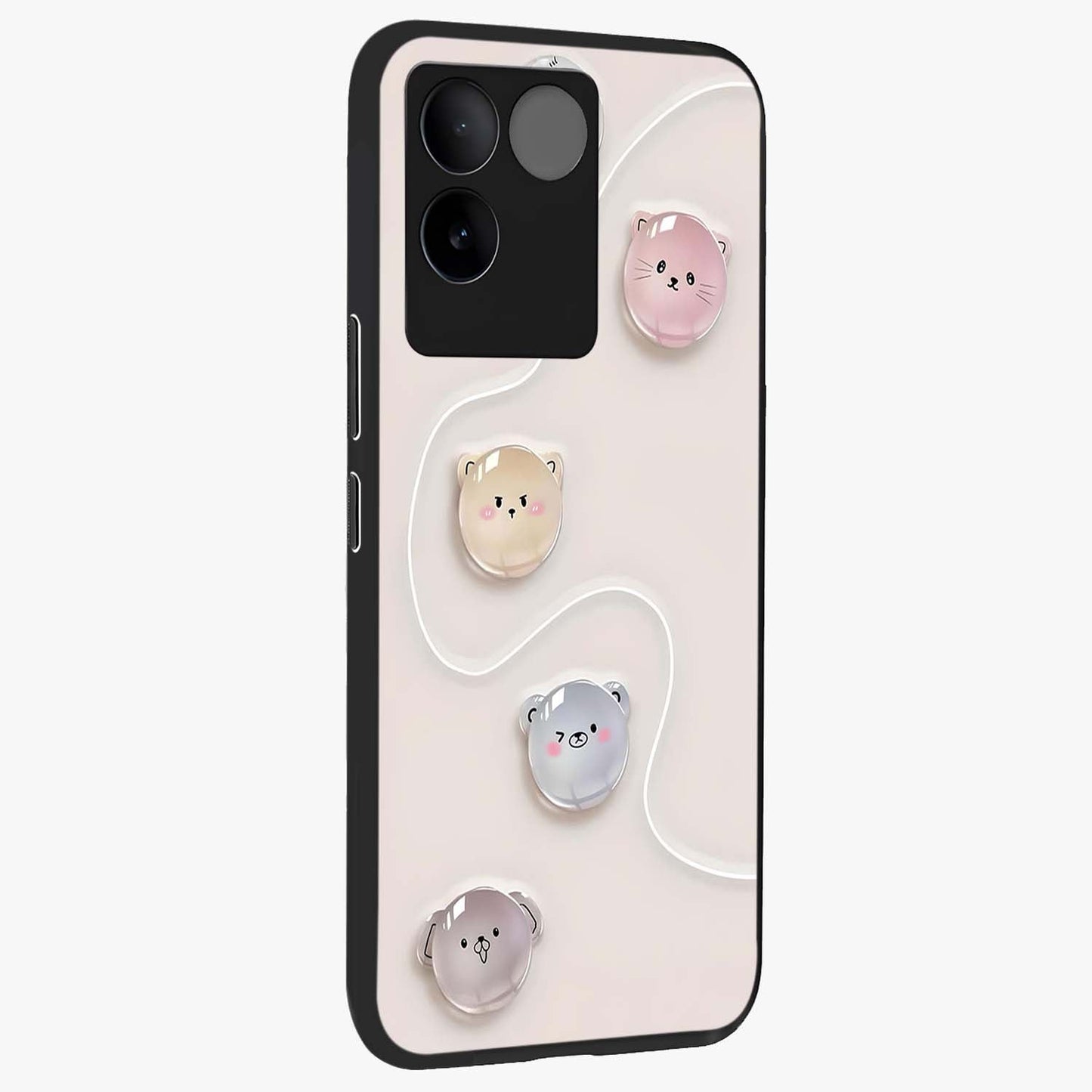 Puffy Face Parade Glass Case upright view showcasing adorable character artwork with cheerful animated theme.