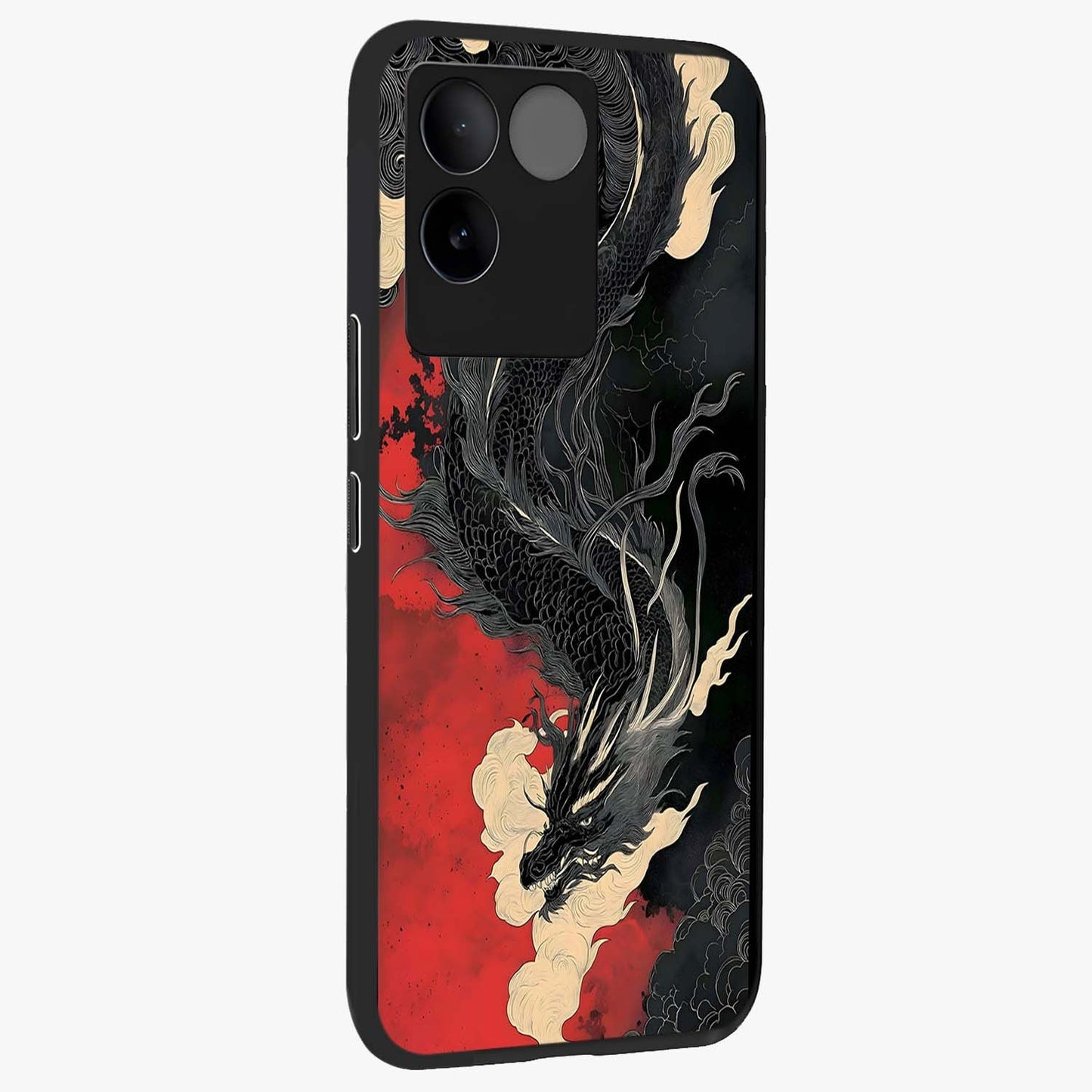 Shadow Dragon Fury Glass Case upright view showcasing intense dragon artwork with dramatic shadow theme.