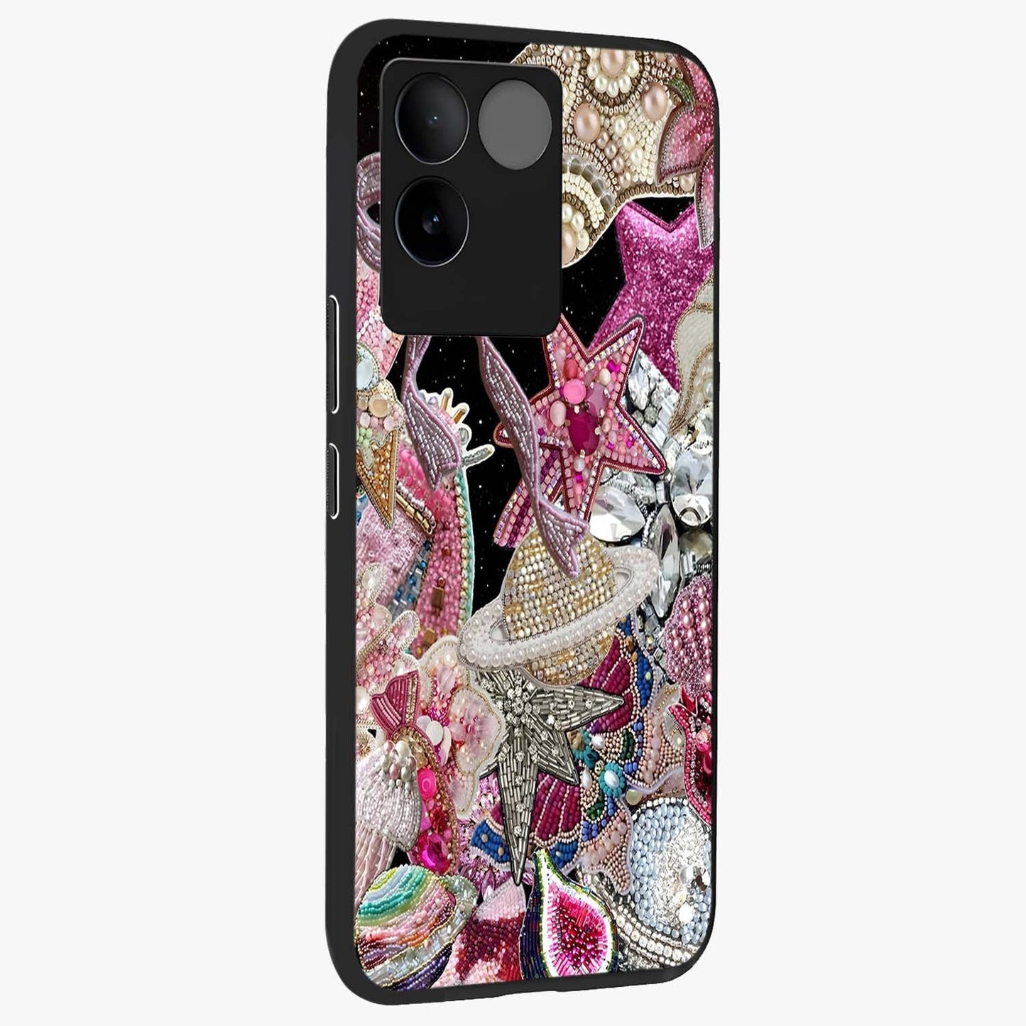 Starlit Jewel Dream Glass Case upright view showcasing radiant star inspired artwork with magical night theme.