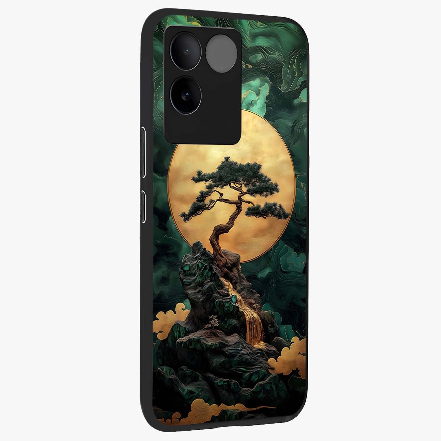Zen Moon Rise Glass Case upright view showcasing serene moon artwork with tranquil night theme.
