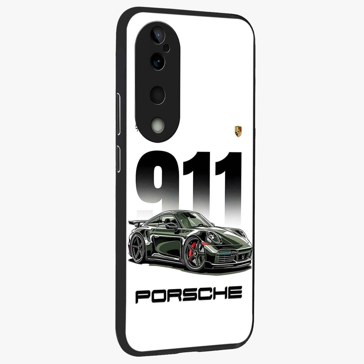 911 Turbo Dominance Glass Case upright perspective showcasing powerful racing design and modern automotive aesthetic.