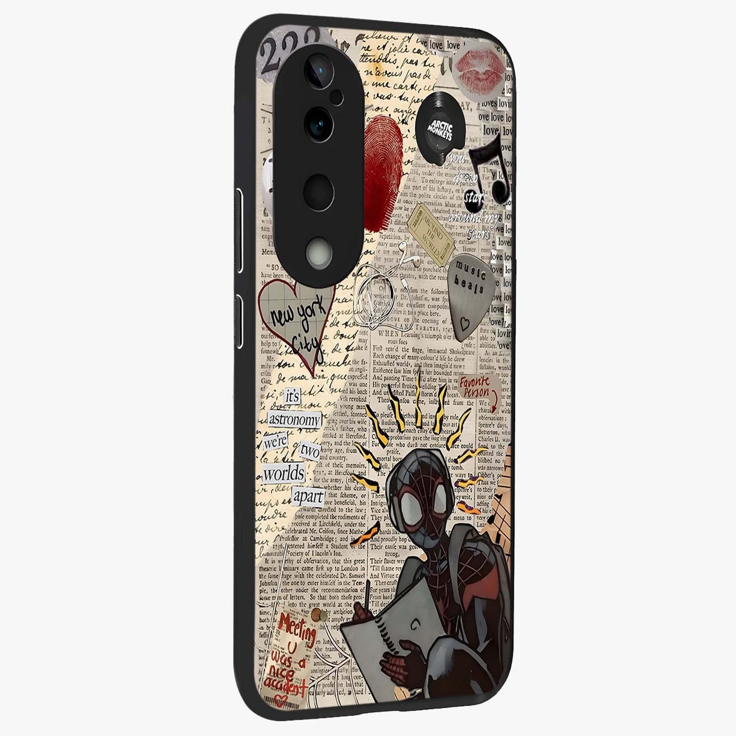 City Dream Sketch Glass Case upright view showcasing urban skyline artwork with stylish hand drawn design.