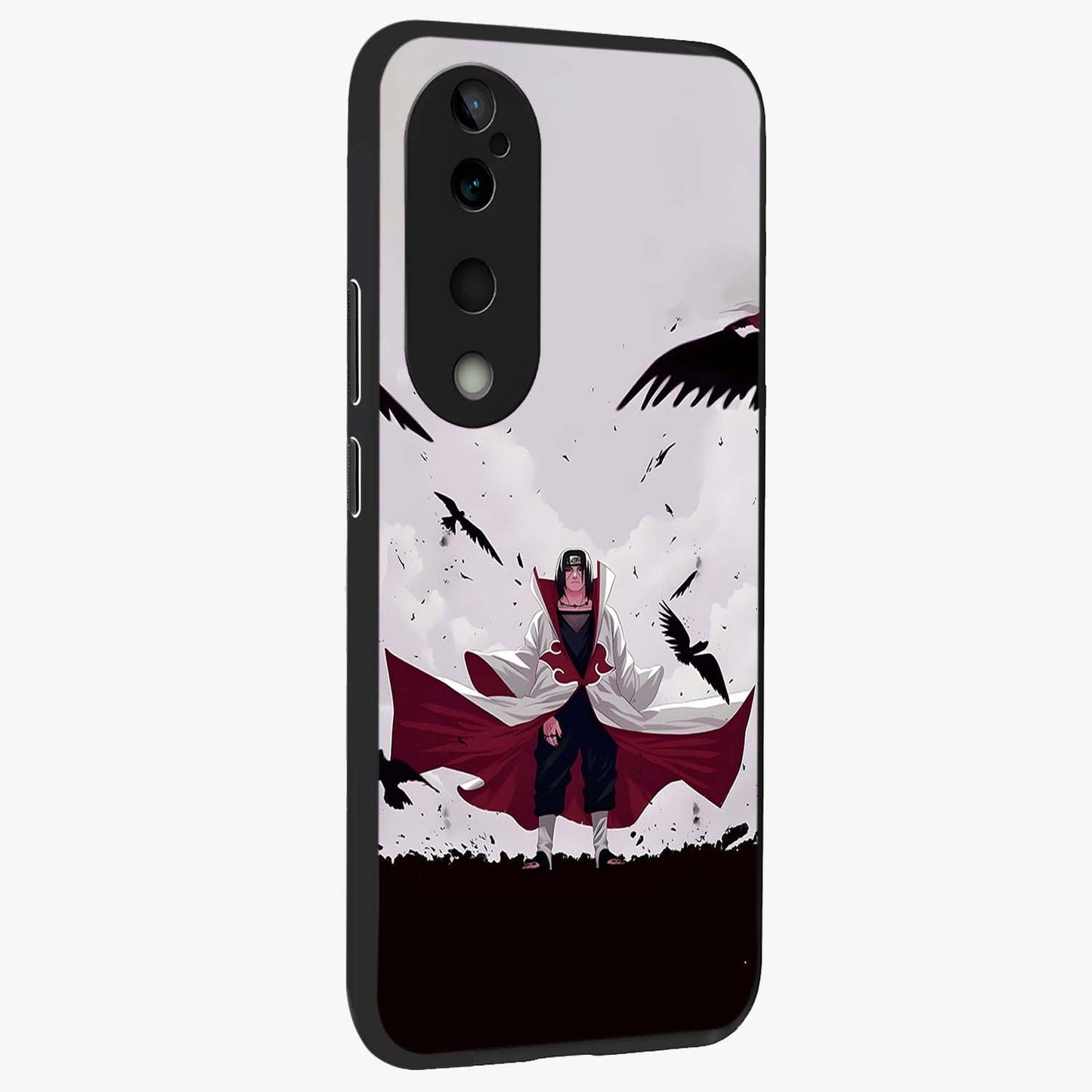 Crimson Crow Ascension Glass Case upright view showcasing dramatic crow artwork with bold gothic theme.