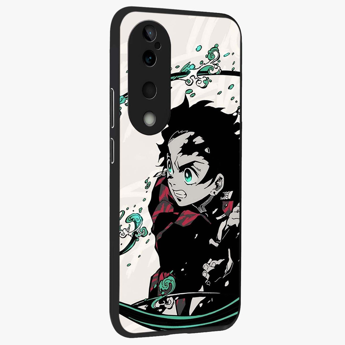 Demon Slayer Glass Case upright view showcasing powerful anime artwork with intense warrior theme.