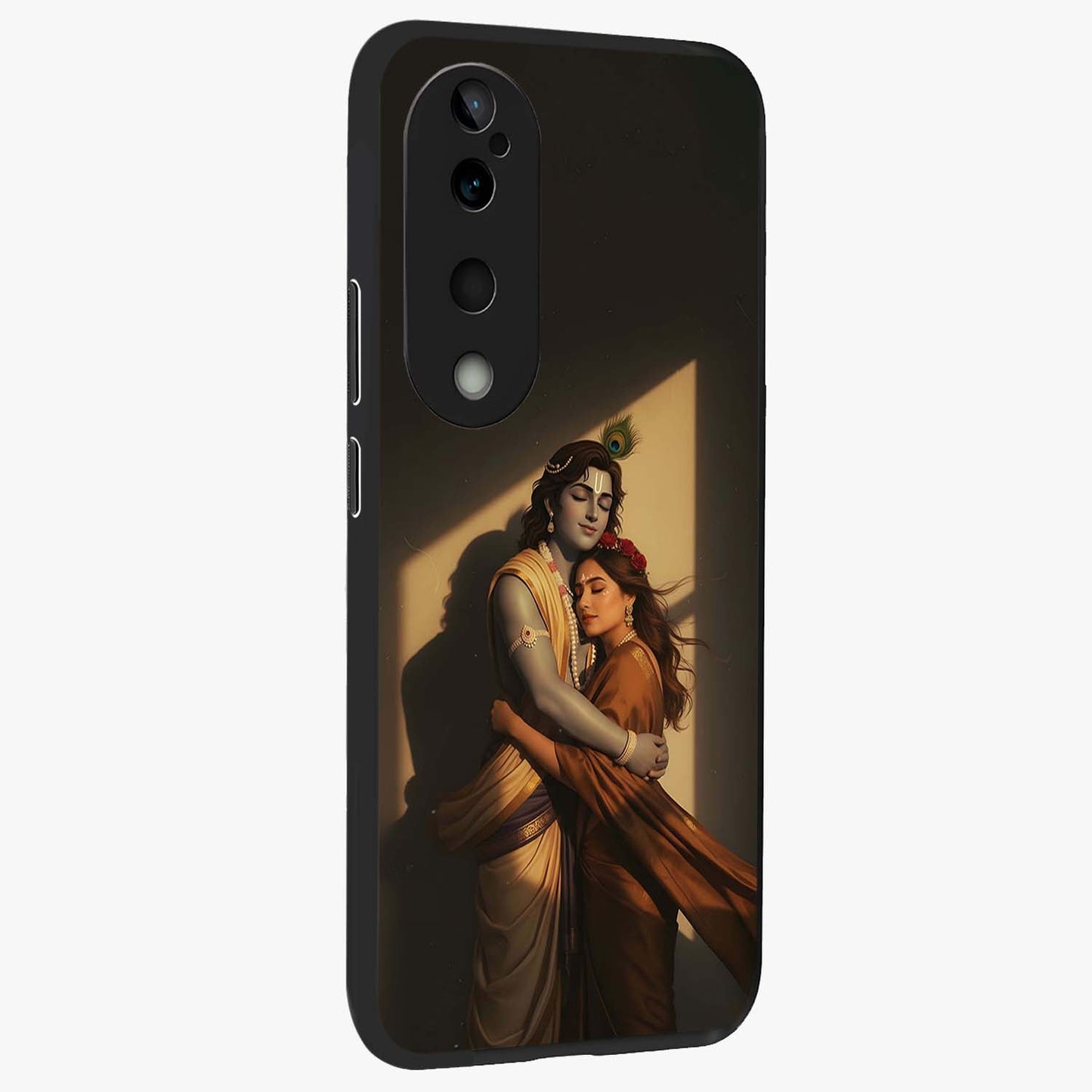 Divine Eternal Love Glass Case upright view showcasing graceful spiritual artwork with eternal love theme.