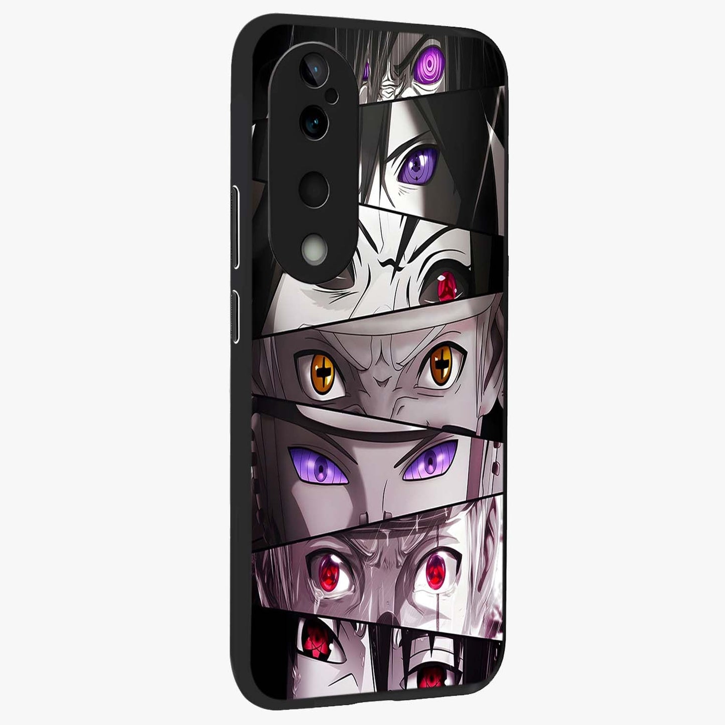 Eyes of Destiny Glass Case upright view showcasing symbolic eye artwork with dramatic artistic theme.