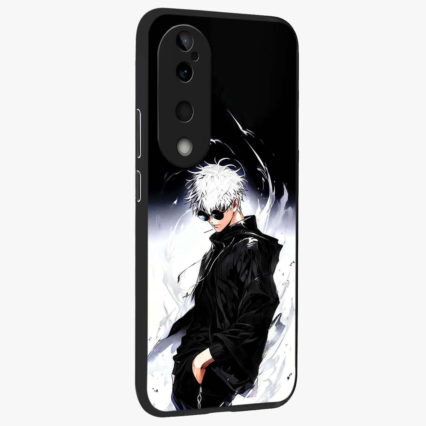 Limitless Shadow King Glass Case upright view showcasing bold shadow warrior artwork with epic fantasy theme.