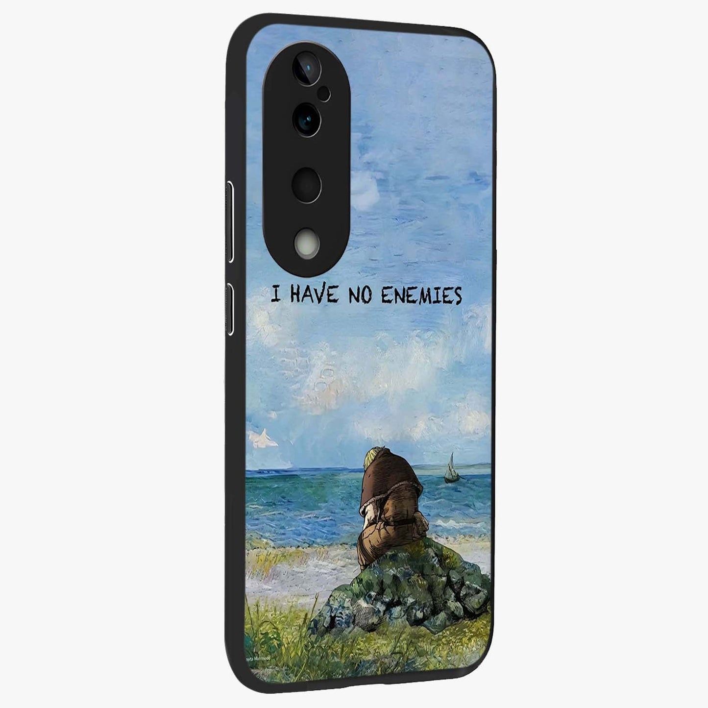 Peace Beyond War Glass Case upright view showcasing powerful peace symbol artwork with inspirational theme.