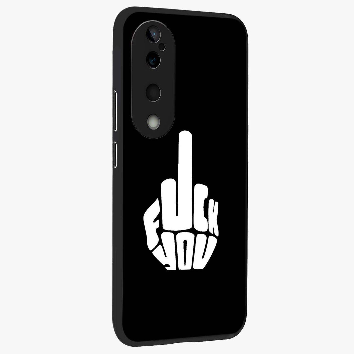Rebel Mode On Glass Case upright view showcasing striking statement artwork with bold rebellious theme.