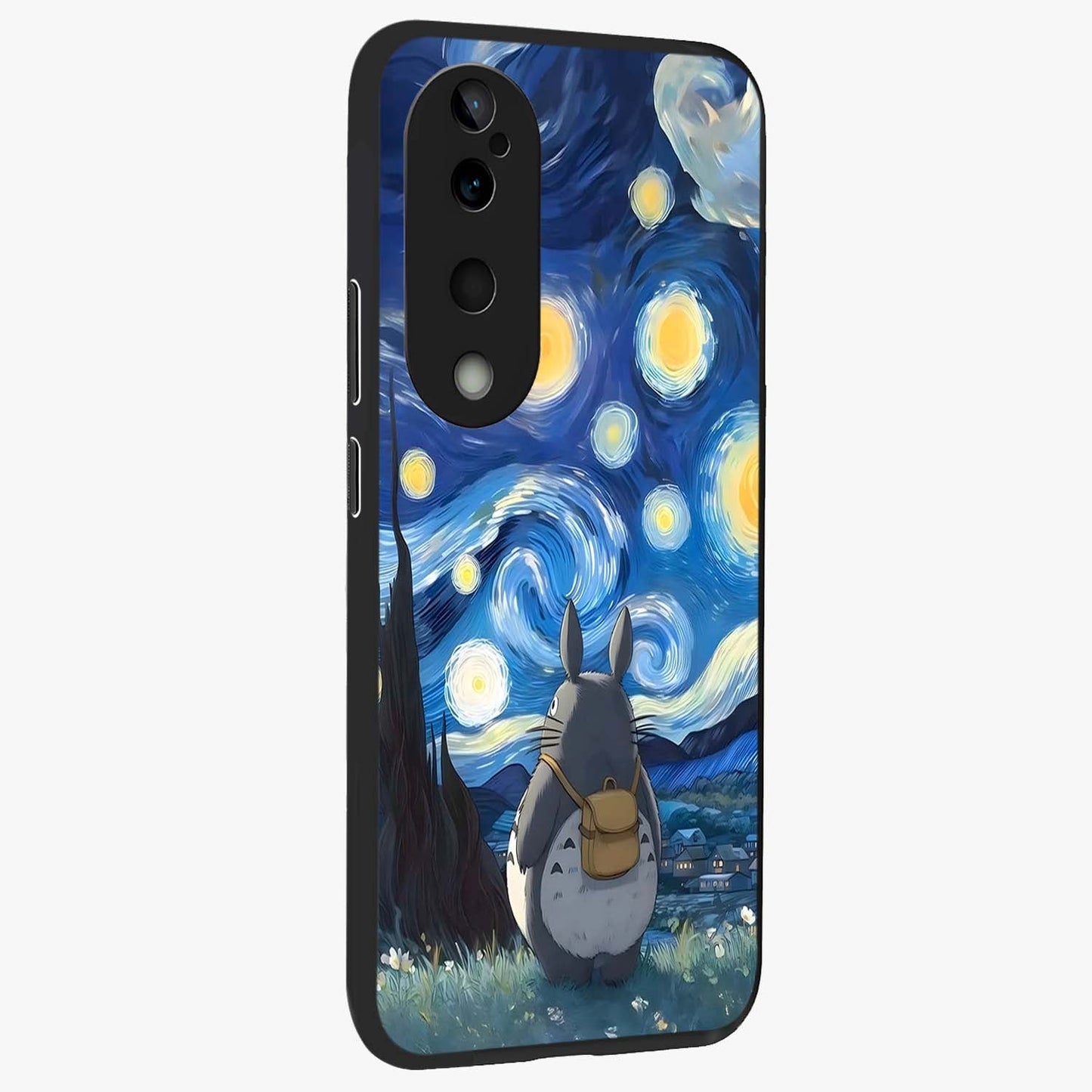 Totoro In Van Gogh Art Glass Case upright view showcasing creative character artwork with painterly artistic theme.