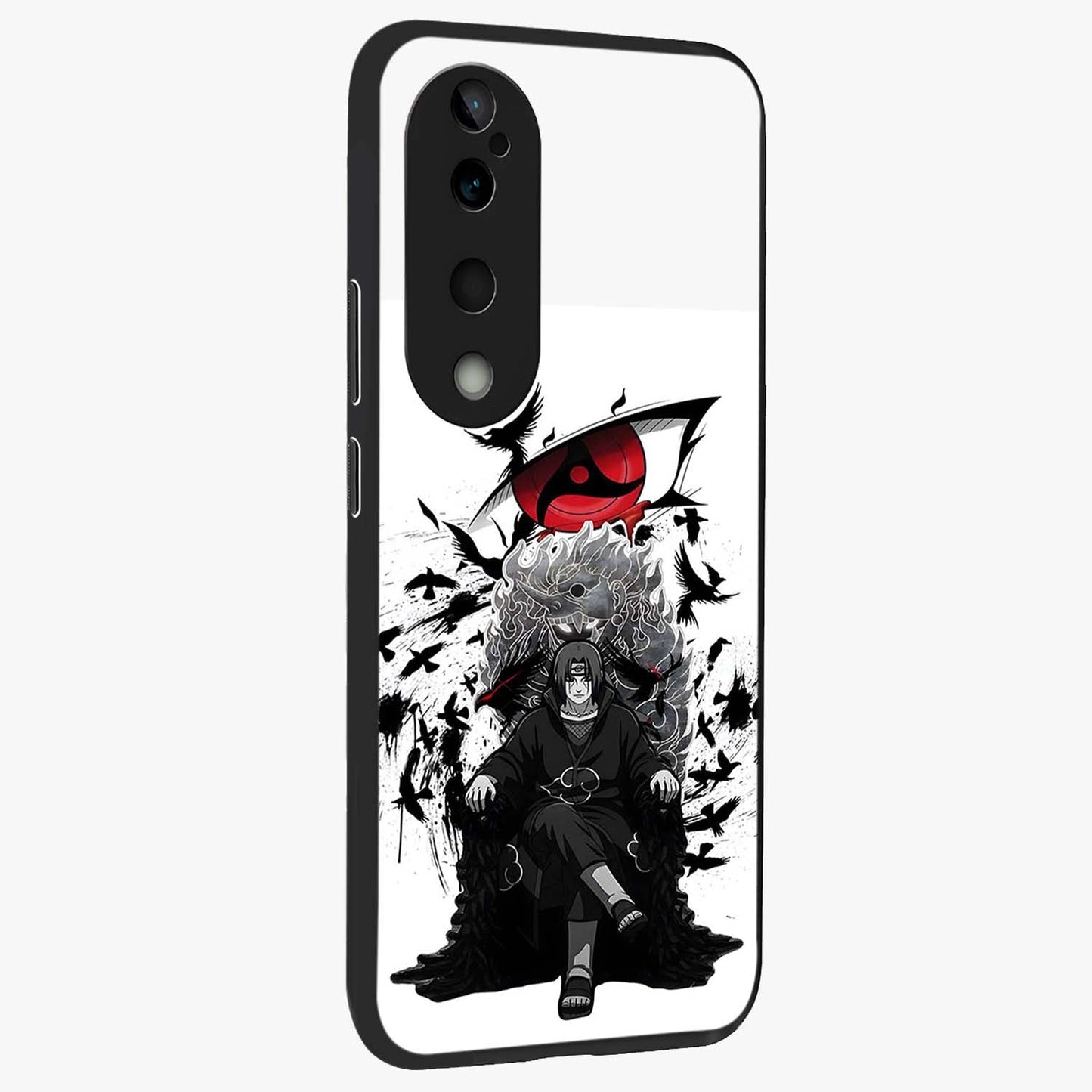 Uchiha Shadow Throne Glass Case upright view showcasing magical underwater galaxy artwork with vibrant cosmic theme.