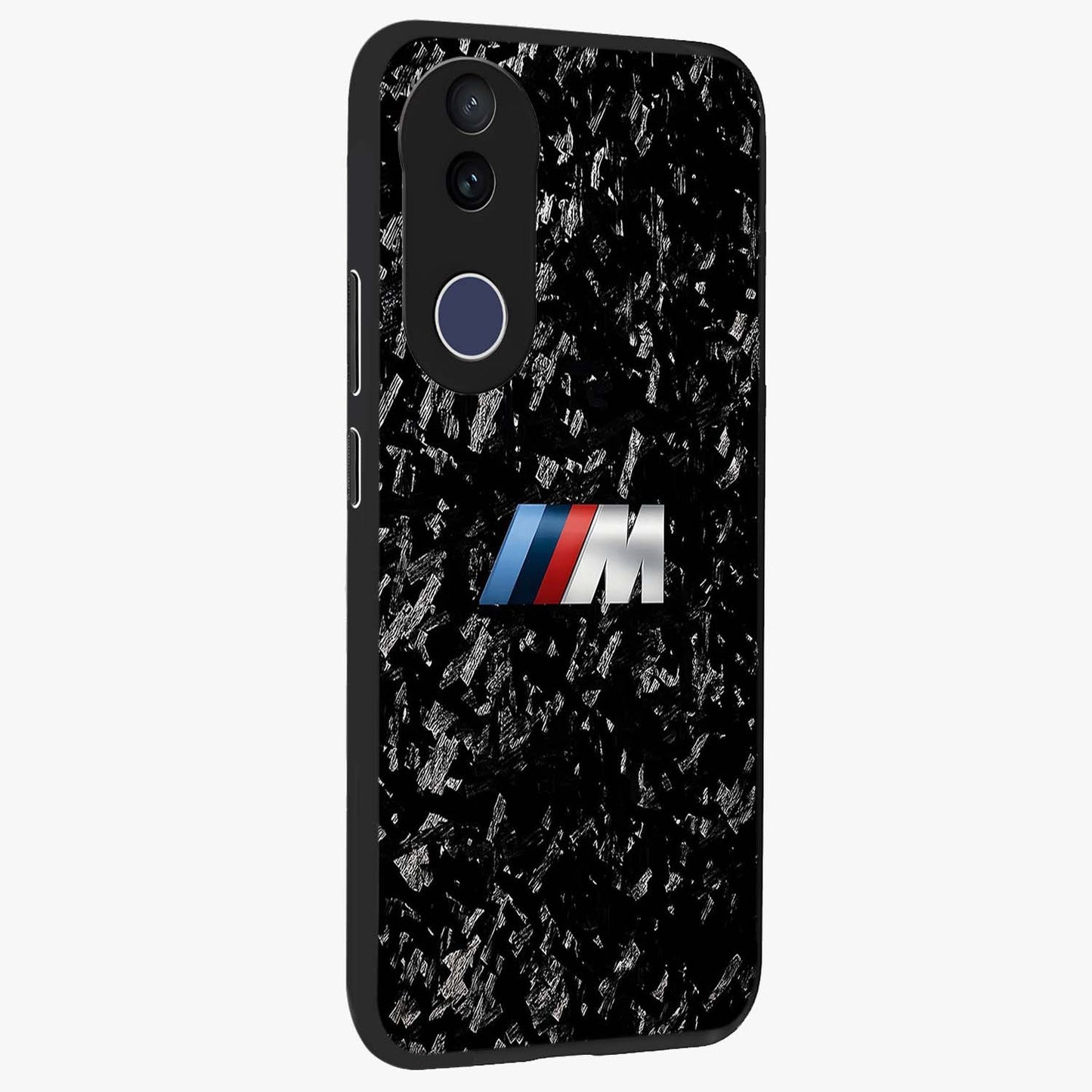 Carbon Speed Mark Glass Case upright view showcasing modern carbon speed graphic with bold automotive theme.