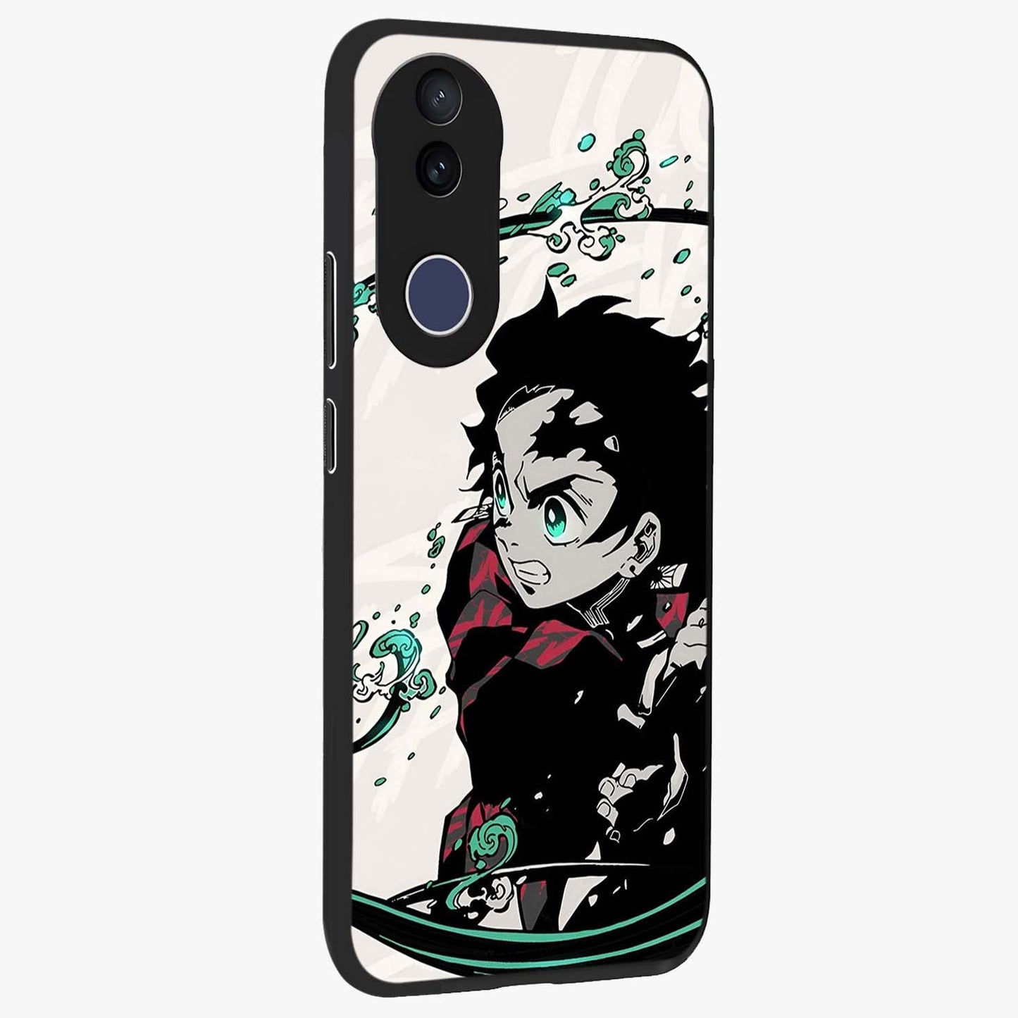 Demon Slayer Glass Case upright view showcasing powerful anime artwork with intense warrior theme.