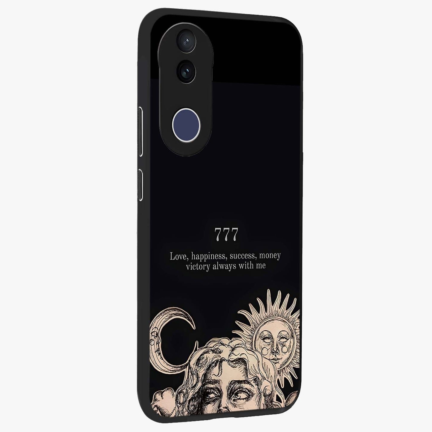 Mystic Victory Aura Glass Case upright view showcasing powerful victory themed artwork with spiritual energy vibe.
