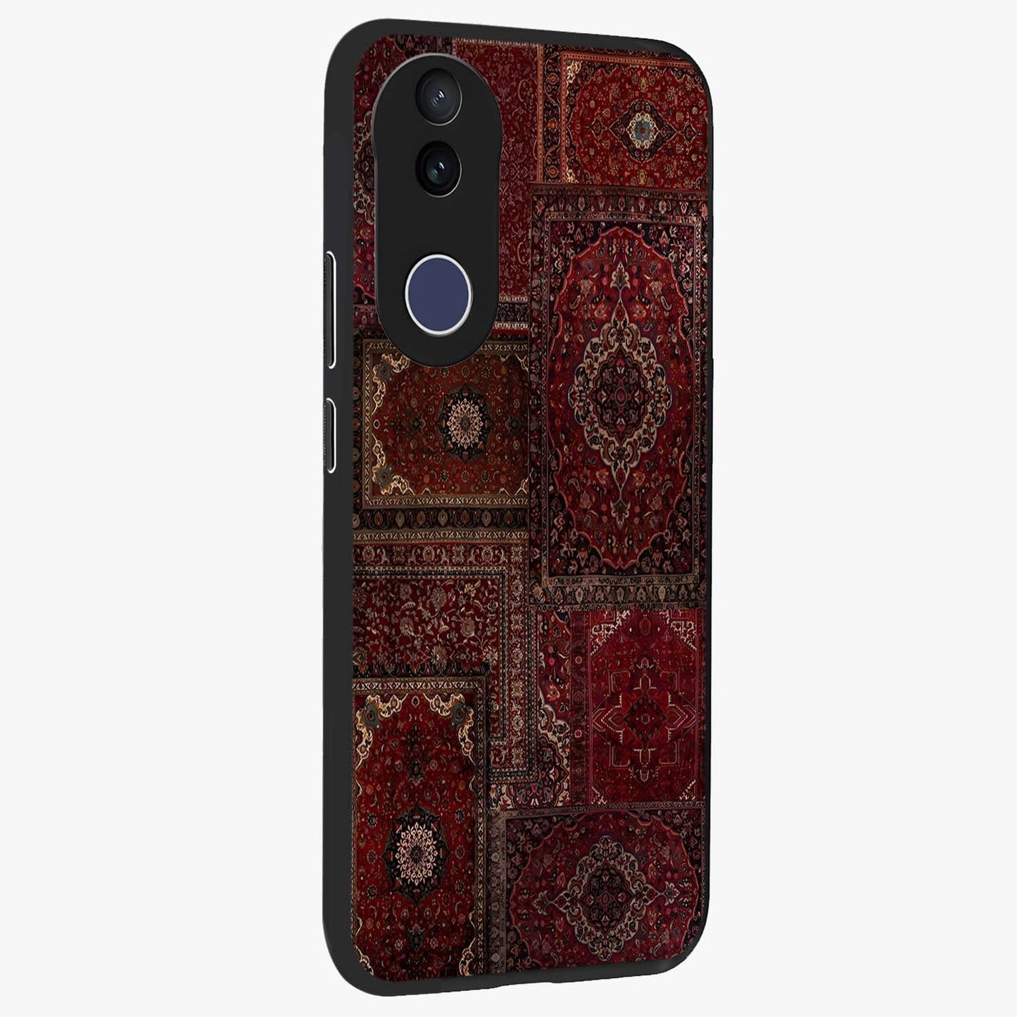 Persian Velvet Tale Glass Case upright view showcasing elegant Persian artwork with classic heritage theme.