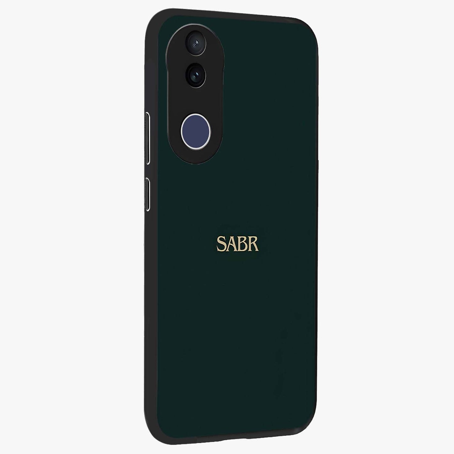 Sabr Minimal Patience Glass Case upright view showcasing calm minimalist artwork with motivational patience theme.