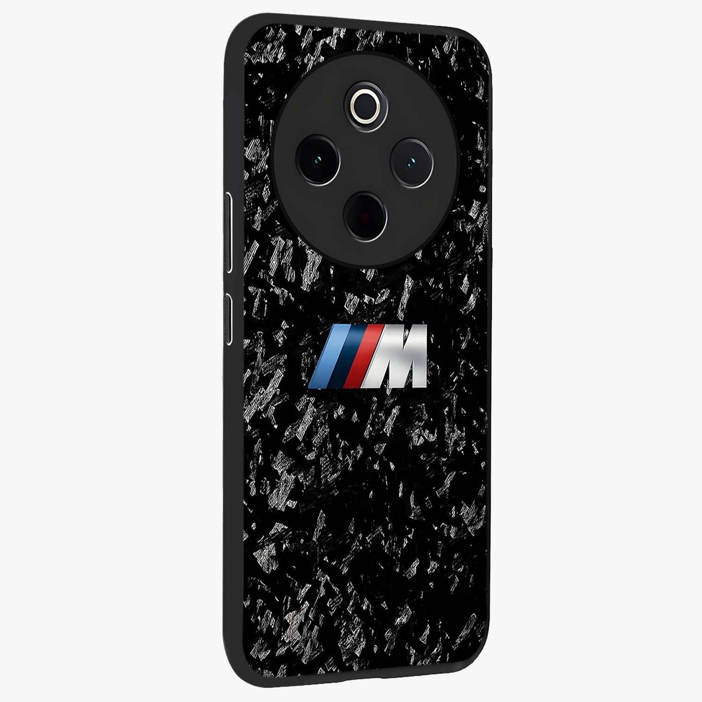 Carbon Speed Mark Glass Case upright view showcasing modern carbon speed graphic with bold automotive theme.