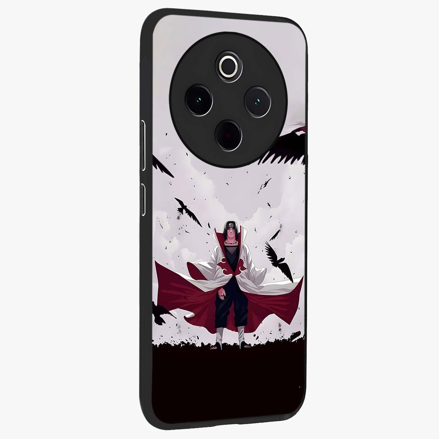 Crimson Crow Ascension Glass Case upright view showcasing dramatic crow artwork with bold gothic theme.
