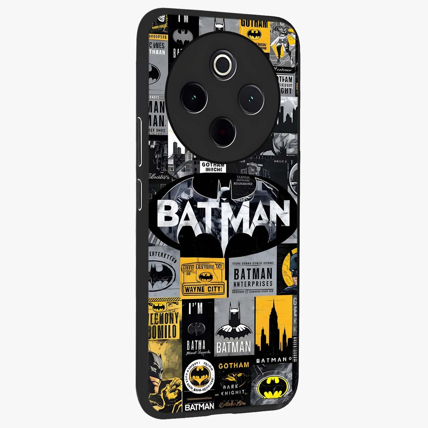 Knight Gotham Rise Glass Case upright view showcasing bold vigilante themed artwork with gothic city vibe.