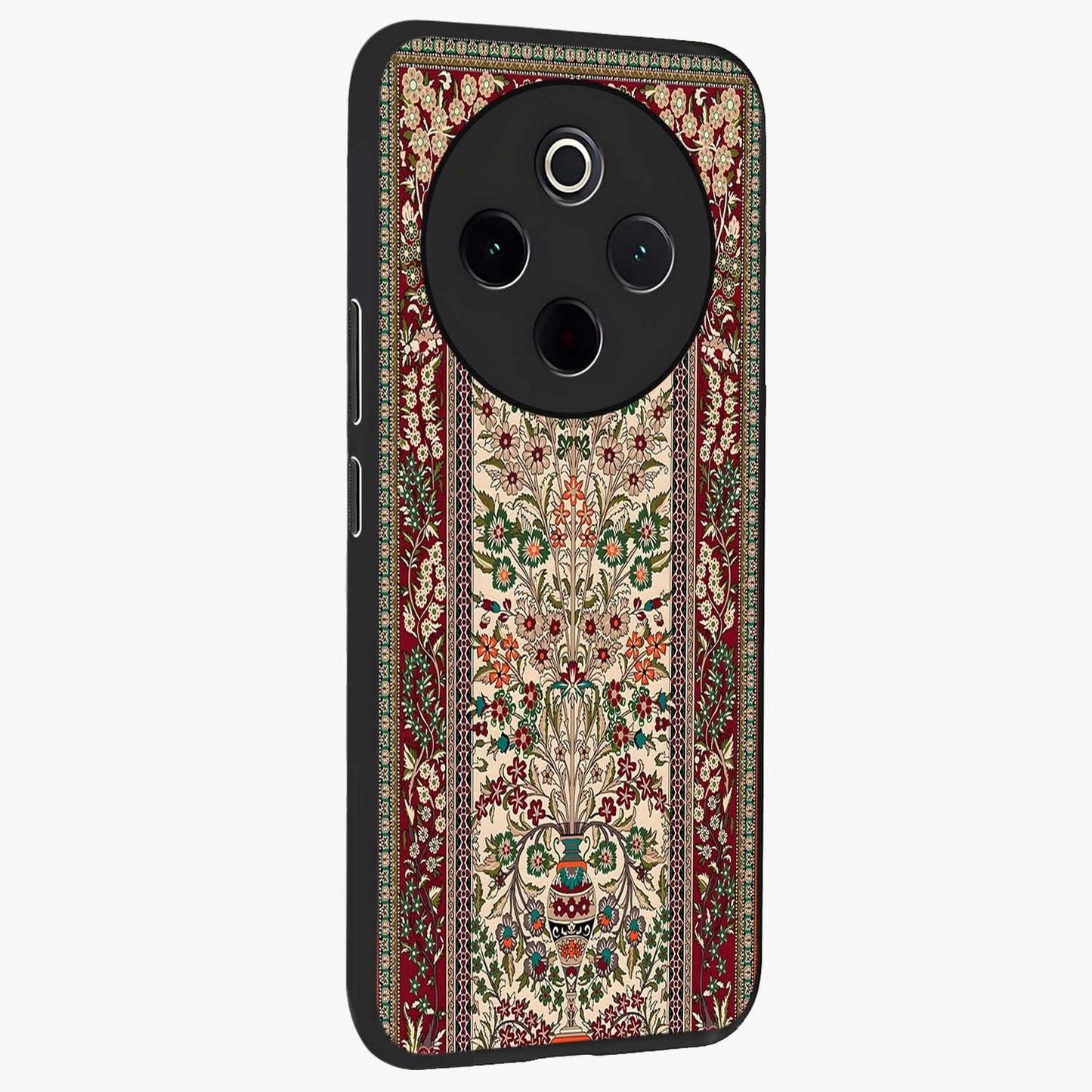Persian Inspired Glass Case upright view showcasing decorative Persian artwork with rich heritage theme.