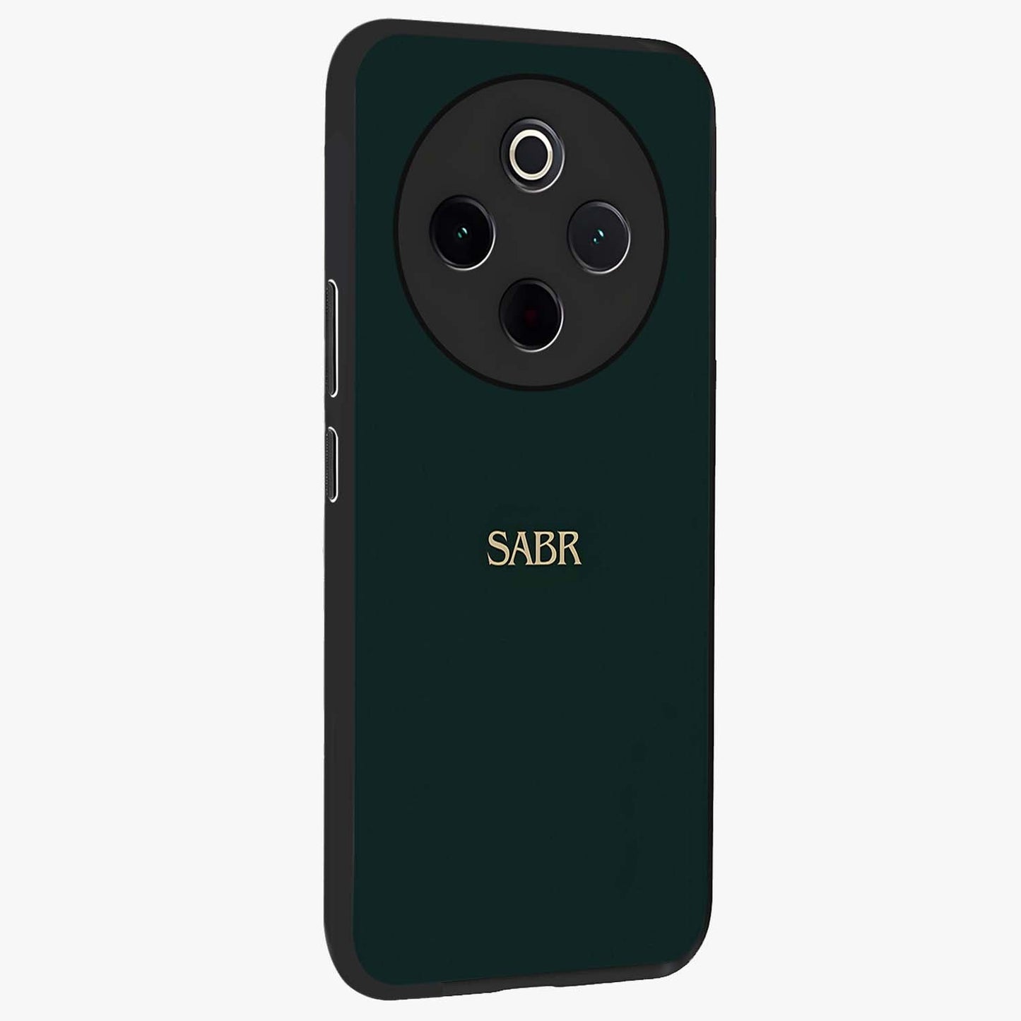 Sabr Minimal Patience Glass Case upright view showcasing calm minimalist artwork with motivational patience theme.
