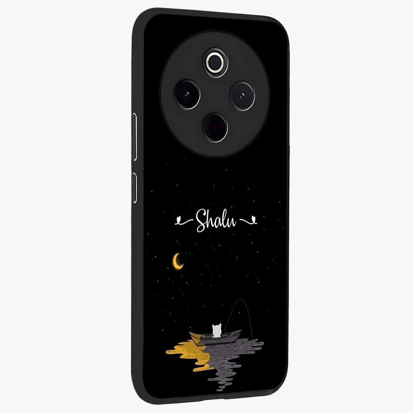 Silent Night Row Glass Case upright view showcasing tranquil night artwork with serene landscape theme.