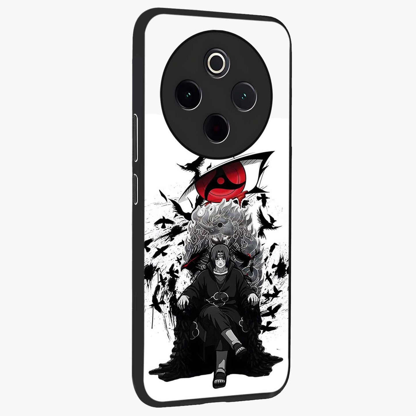 Uchiha Shadow Throne Glass Case upright view showcasing magical underwater galaxy artwork with vibrant cosmic theme.