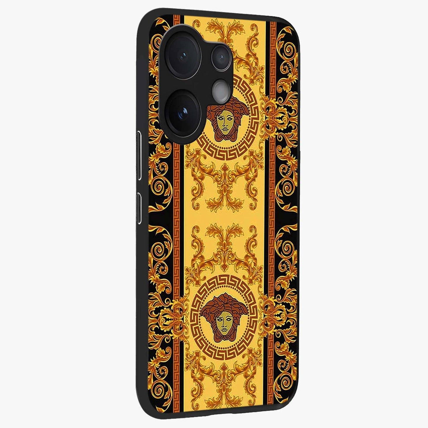 Golden Lotus Glow Glass Case upright view showcasing luminous lotus artwork with peaceful divine theme.