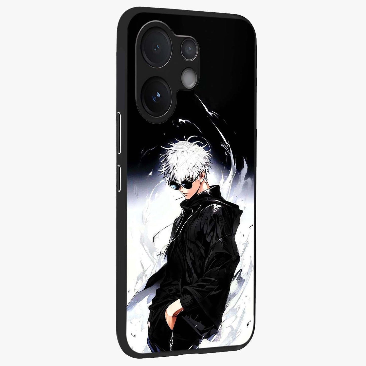 Limitless Shadow King Glass Case upright view showcasing bold shadow warrior artwork with epic fantasy theme.
