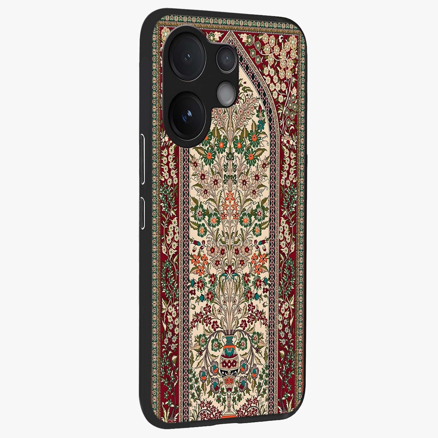 Persian Inspired Glass Case upright view showcasing decorative Persian artwork with rich heritage theme.