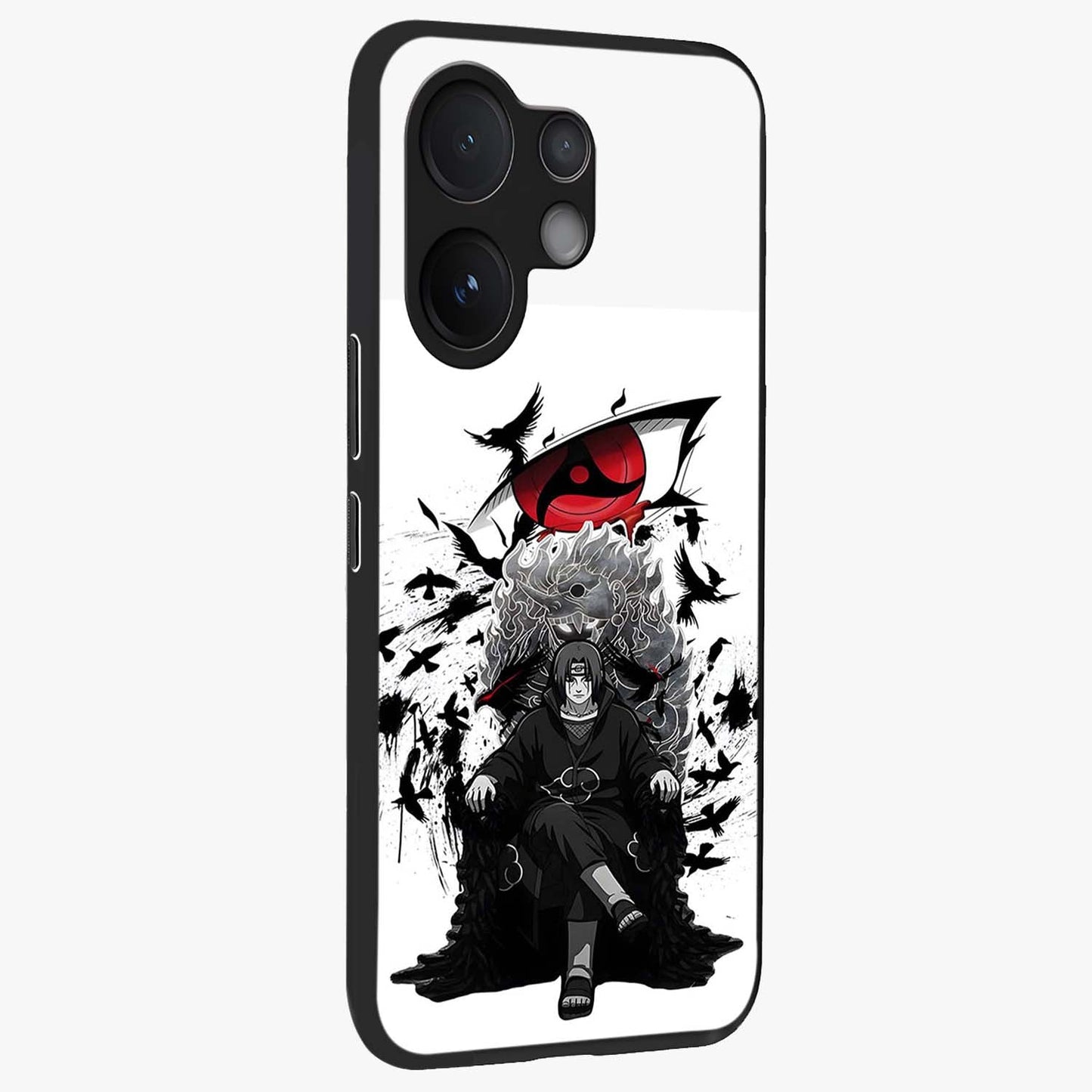 Uchiha Shadow Throne Glass Case upright view showcasing magical underwater galaxy artwork with vibrant cosmic theme.