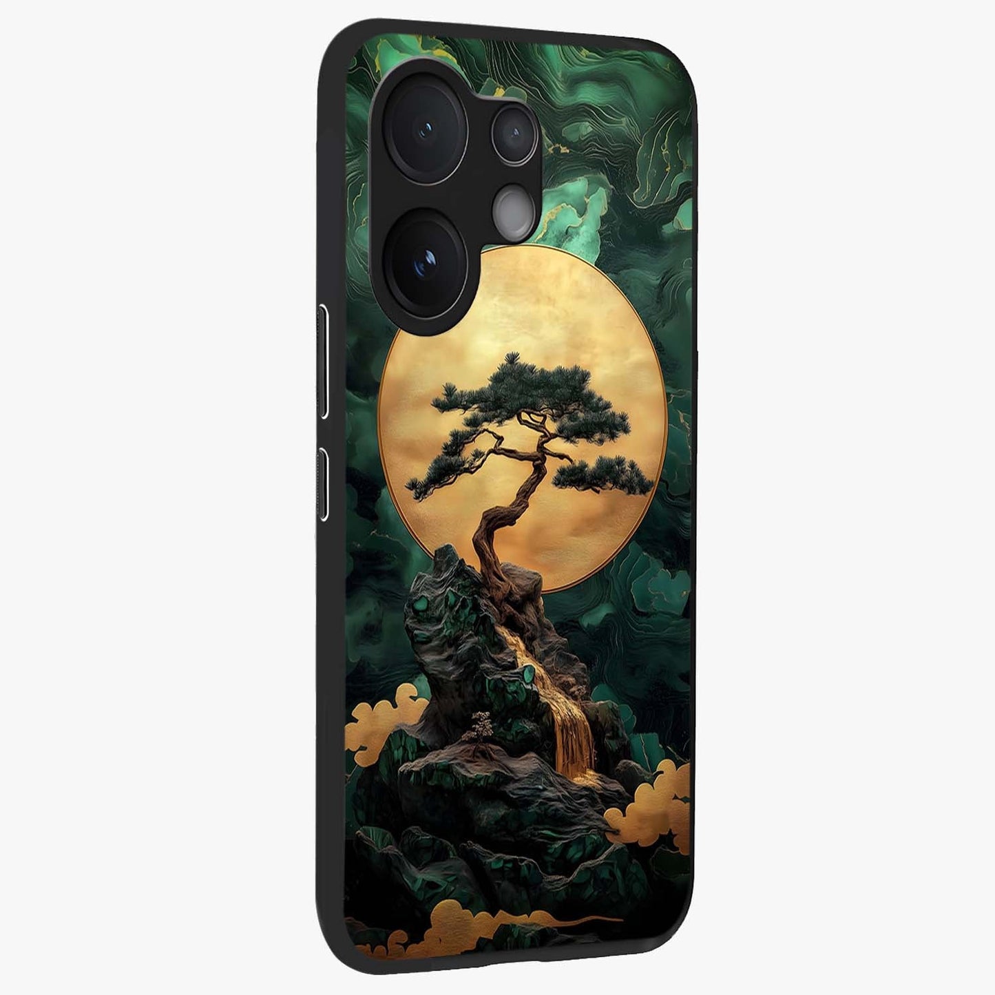 Zen Moon Rise Glass Case upright view showcasing serene moon artwork with tranquil night theme.