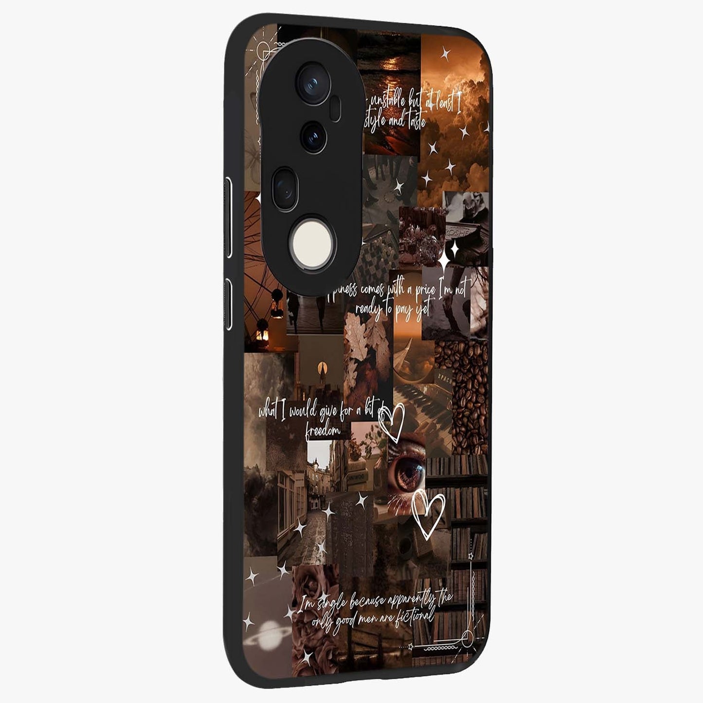 Bittersweet Aesthetic Chaos Glass Case upright view showcasing bold artistic chaos design with modern aesthetic style.