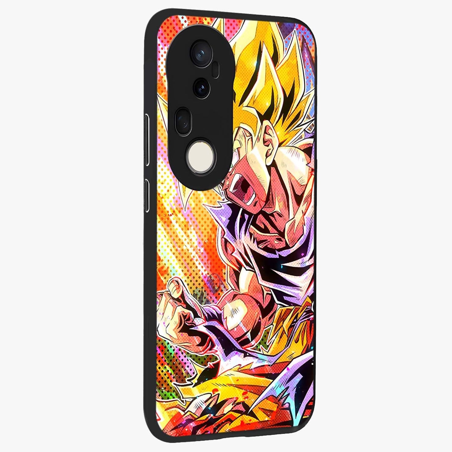 Firing Goku Glass Case upright view showcasing energetic anime artwork with bold warrior theme.