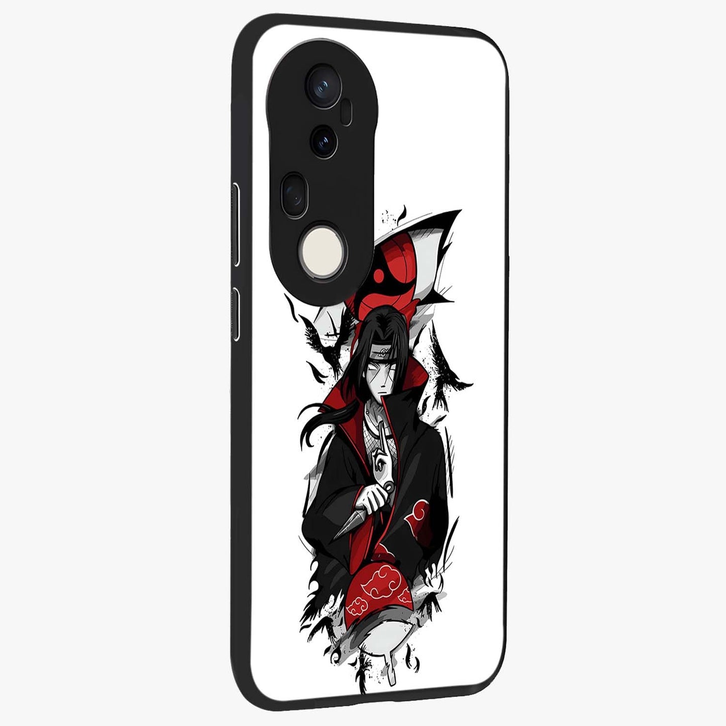 Itachi Limited Edition Naruto Anime Glass Case upright view showcasing intense anime artwork with powerful character theme.