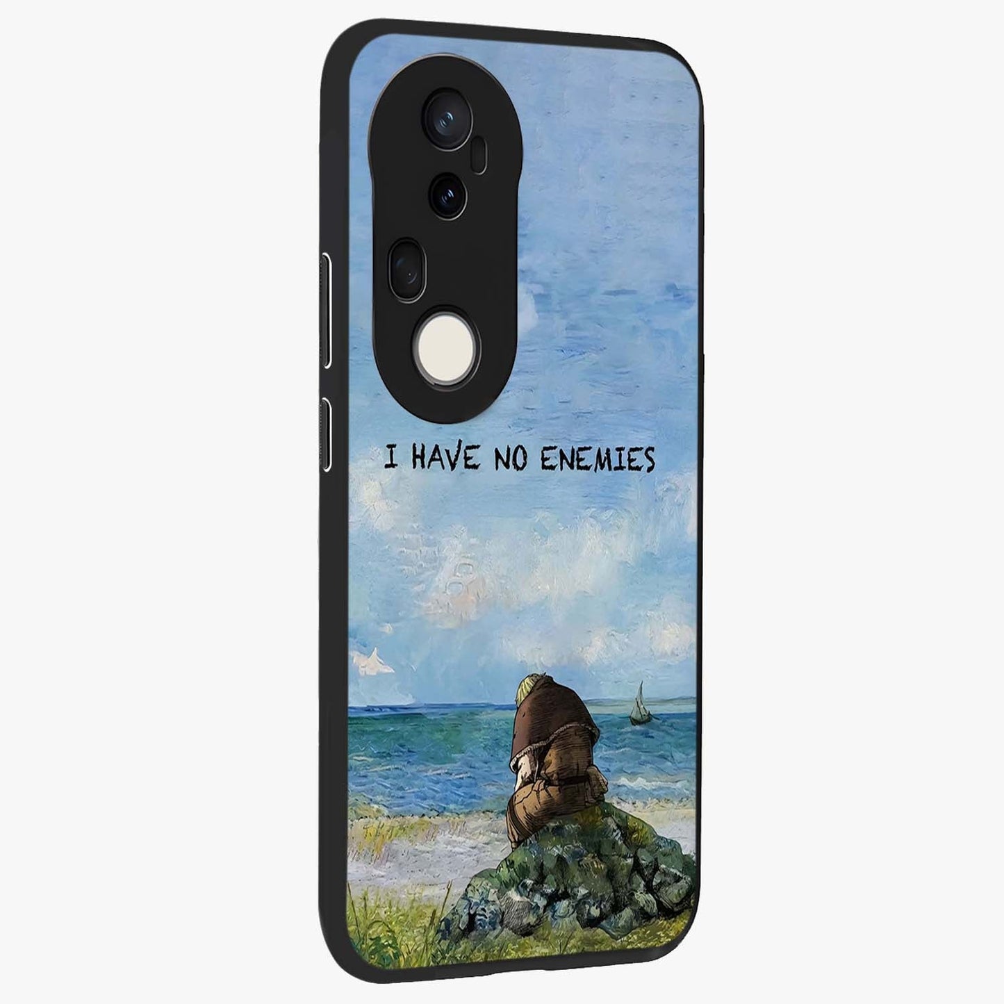 Peace Beyond War Glass Case upright view showcasing powerful peace symbol artwork with inspirational theme.