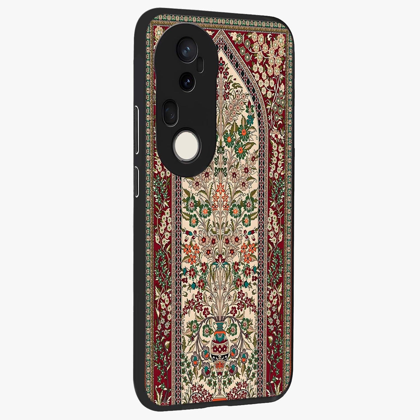 Persian Inspired Glass Case upright view showcasing decorative Persian artwork with rich heritage theme.