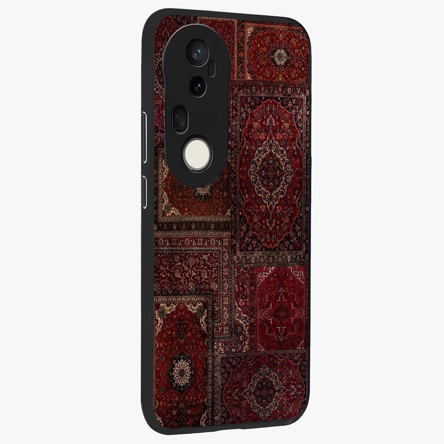 Persian Velvet Tale Glass Case upright view showcasing elegant Persian artwork with classic heritage theme.
