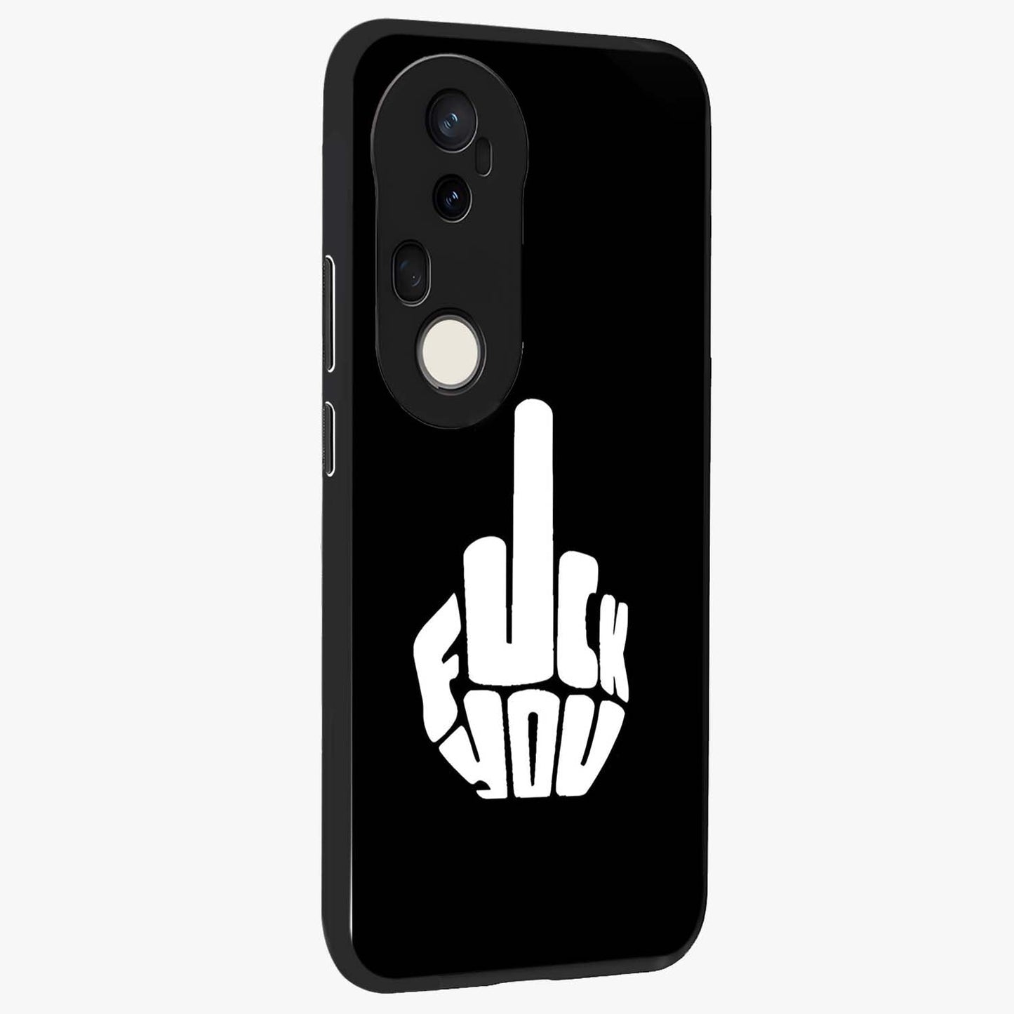 Rebel Mode On Glass Case upright view showcasing striking statement artwork with bold rebellious theme.