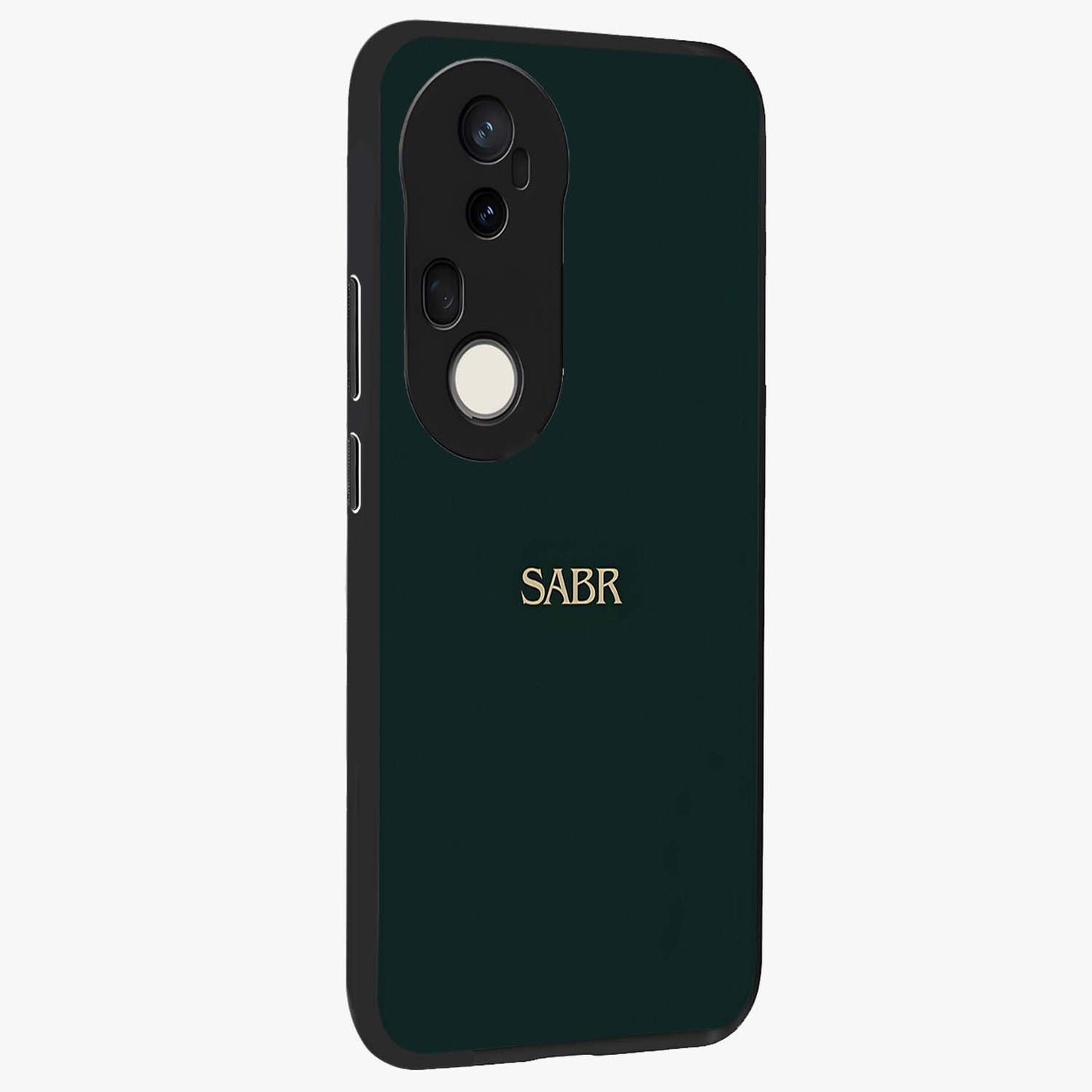 Sabr Minimal Patience Glass Case upright view showcasing calm minimalist artwork with motivational patience theme.
