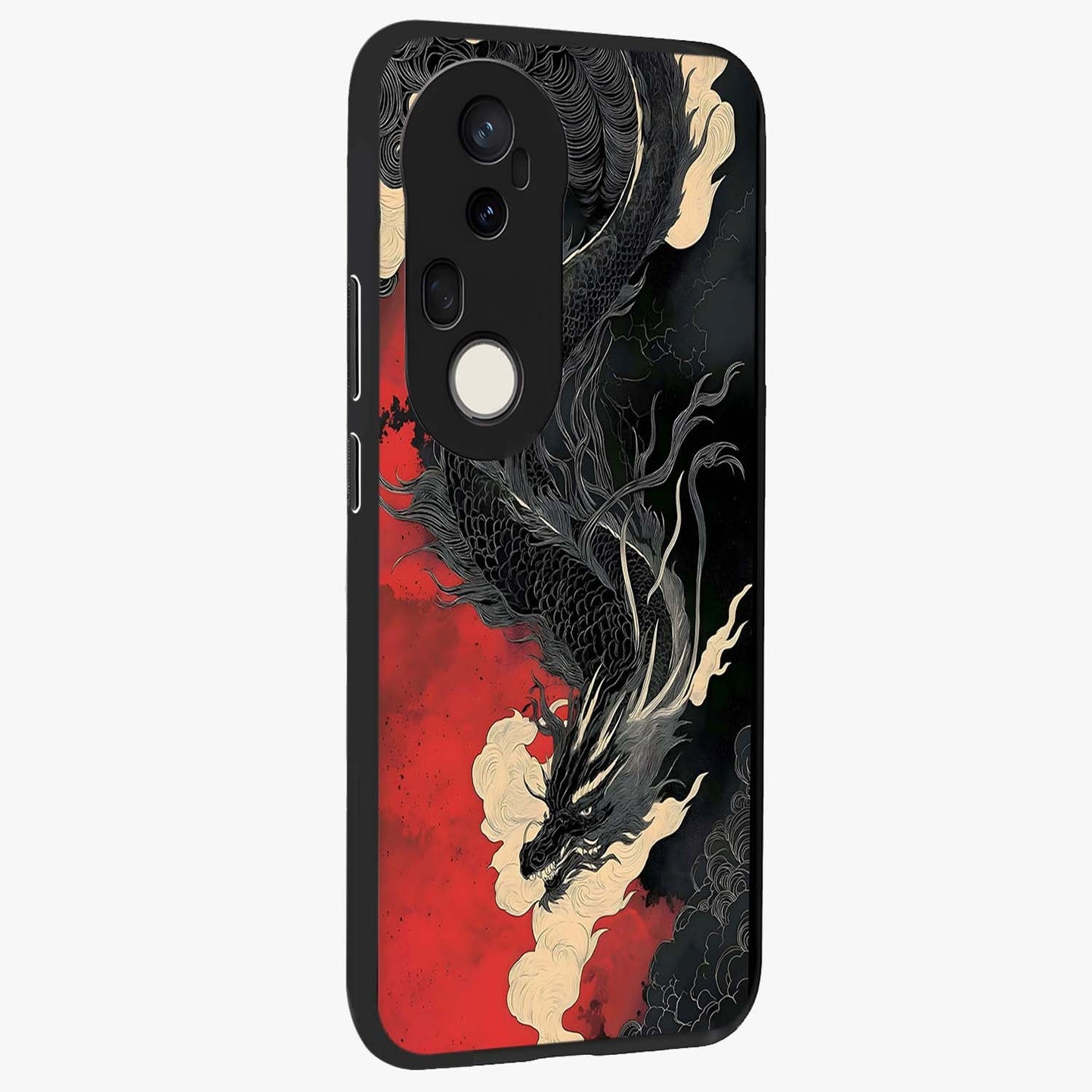 Shadow Dragon Fury Glass Case upright view showcasing intense dragon artwork with dramatic shadow theme.